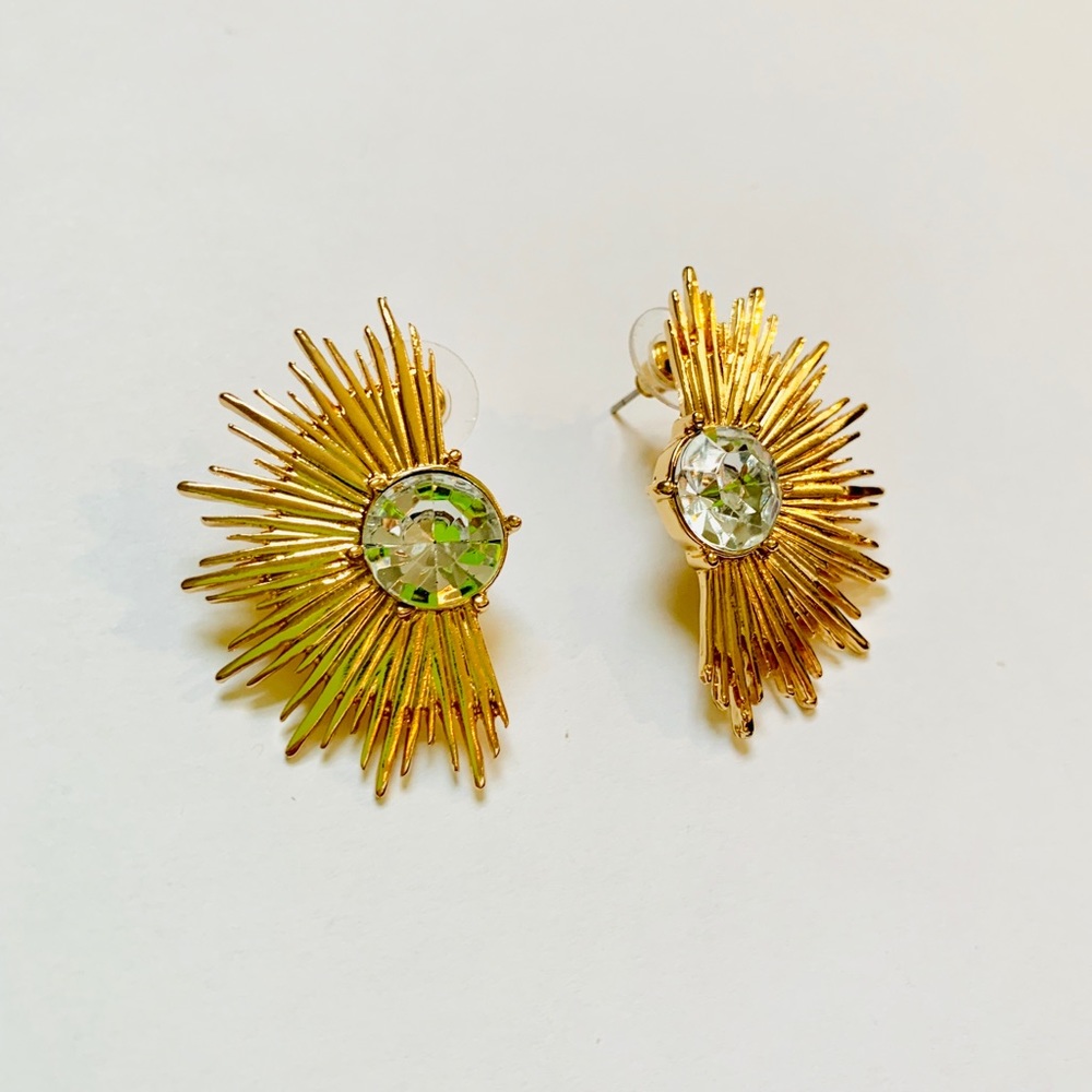 Half Burst Gold Earrings